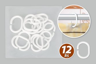 Kroužky na sprchový závěs - bílá