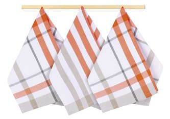 Kuchyňské utěrky - káro oranžové - 50x70 cm