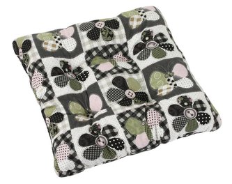 Sedák DANA prošívaný - patchwork s motýlem - 40x40 cm,prošívaný