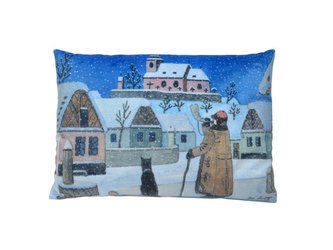 Polštář Josef Lada Půlnoc se třpytkami 32x21cm