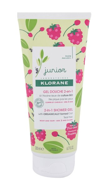 Klorane Junior Sprchový gel Raspberry 200 ml 2-in-1 pro děti