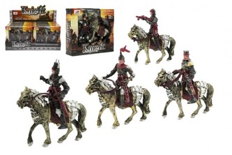 Rytíř s koňem plast mix druhů v krabičce 18x16x4cm 8ks v boxu