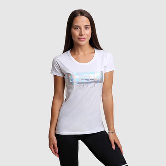 Dámské tričko Level Up White - GymBeam - Velikost L