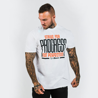 Tričko Progress White - GymBeam - Velikost XXL