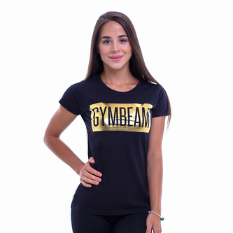 Dámské tričko Box Logo Black Gold - GymBeam - Velikost XL