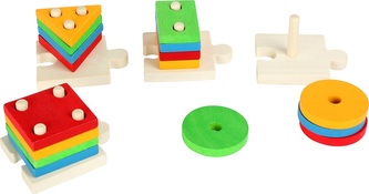 Small Foot Puzzle Nasazování barevných tvarů na tyče