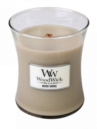 WoodWick oválná váza Wood smoke 275g