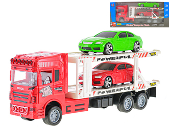 Auto přepravní 32cm na setrvačník se 2 auty 14cm na volný chod v krabičce