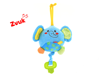 Slon plyšový 13cm s hracím strojkem na natažení 0m+ v sáčku