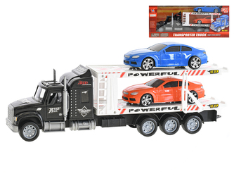 Auto přepravní 36cm na setrvačník s auty 14cm na volný chod v krabičce