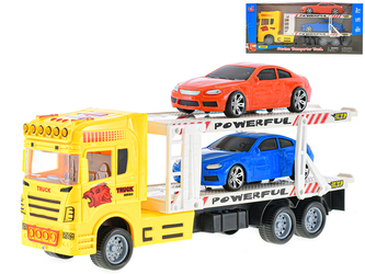 Auto přepravní 32cm na setrvačník se 2 auty 14cm na volný chod v krabičce