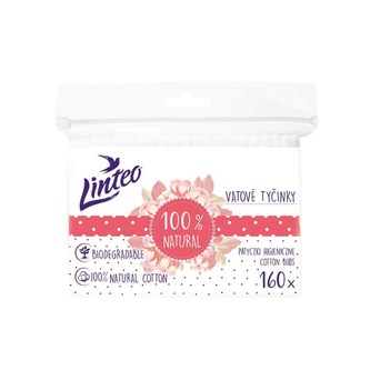 Papírové vatové tyčinky 100% natural Linteo 160 ks v sáčku Papírové vatové tyčinky 100% natural Linteo 160 ks v sáčku
