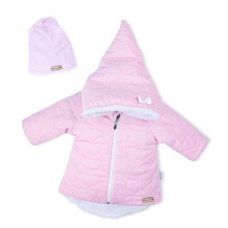 Zimní kojenecký kabátek s čepičkou Nicol Kids Winter růžový - velikost 68 (4-6m)