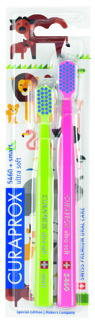 Curaprox Velmi jemný zubní kartáček 5460 Ultra Soft ANIMAL Family Edition 2 ks unisex