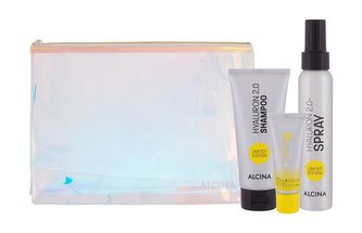 ALCINA Hyaluron 2.0 šampon Hyaluron 2.0 100 ml + kondicionér Hyaluron 2.0 20 ml + sprej na vlasy Hyaluron 2.0 100 ml + kosmetická taštička