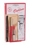L´Oréal Paris The Parisienne Escape řasenka Volume Million Lahes Excess 9 ml + rtěnka Color Riche Satin 4,8 g 297 Red Passion + oční linka Perfect Slim Superliner 1 ml Intense Black + kosmetická taštička