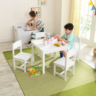 KidKraft Set stolu a 4 židlí Farmhouse bílé