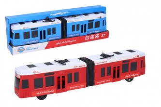 Tramvaj plast 31cm 2 barvy v krabičce 32x10x6cm