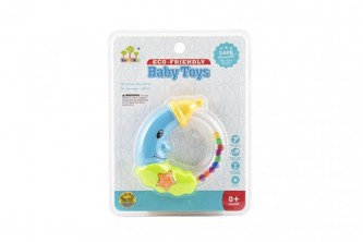 Chrastítko měsíc plast 11cm 2 barvy na kartě 0+ Chrastítko měsíc plast 11cm 2 barvy na kartě 0+