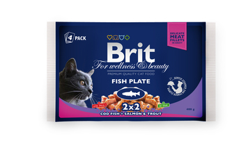 Kap.Brit Cat Prem. Pouches rybi variace 4x100g