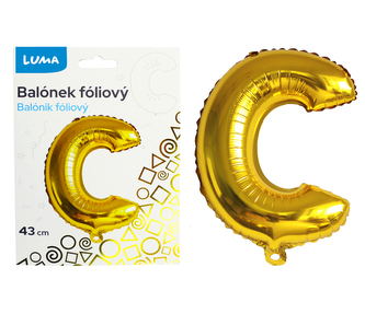 Balónek foliový  \"C\" ZLATÝ LUMA
