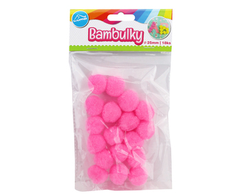 Bambulky růžové, 18ks 25mm LUMA Bambulky růžové, 18ks 25mm LUMA