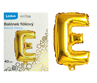 Balónek foliový  \"E\" ZLATÝ LUMA