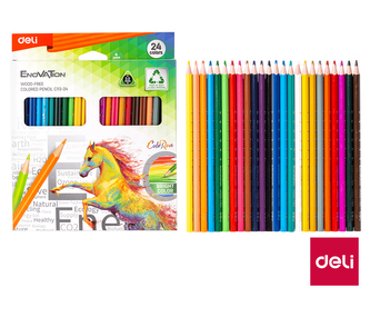 Pastelky DELI trojhranné ColoRun bezdřevé 24 barev EC113-24