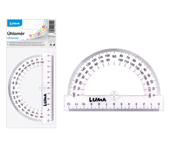 Úhloměr 180°, LUMA transparentní