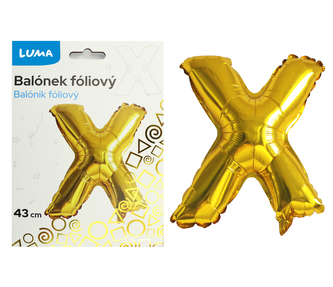 Balónek foliový  \"X\" ZLATÝ LUMA