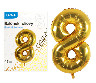 Balónek foliový  č. 8  ZLATÝ 40cm LUMA