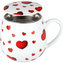 Hrnek buclák s víčkem a sítkem - Srdíčka / Little Hearts 420 ml