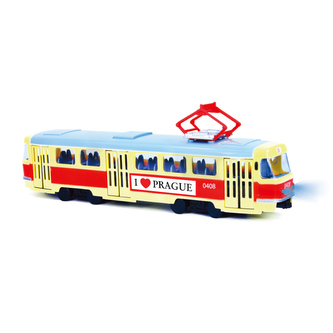 Tramvaj, která hlásí zastávky česky, 28 cm PRAGUE