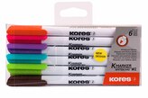 K-MARKER, Popisovač na bílé tabule, tenký hrot, mix 6 barev (růžová, tyrkysová, oranžová, hnědá, fialová, světle zelená)