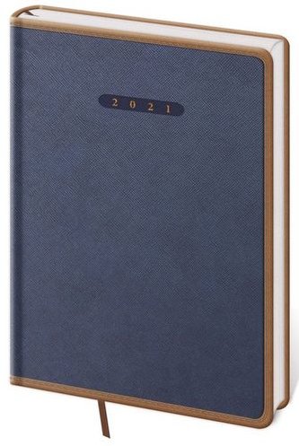 Diář 2021: Elegant modro/hnědá, A5 denní, 145x205