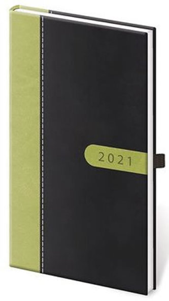 Diář 2021: Bora černo/zelená, kapesní týdenní, 80x150