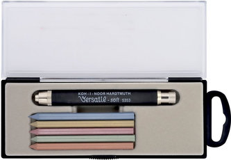 Koh-i-noor černá tužka Versatil 5,6 mm Soft + 6 metalických barevných tuh v pouzdře Koh-i-noor černá tužka Versatil 5,6 mm Soft + 6 metalických barevných tuh v pouzdře