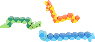 Dřevěné barevné skládací zvířátka 1 ks Dřevěné barevné skládací zvířátka 1 ks