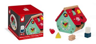 Dřevěný domeček pro vkládání tvarů Baby Forest Janod 8 vkládacích kostek od 1 roku