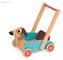 Dřevěné chodítko a vozík na tlačení Veselý pes Janod s rolničkou od 1 roku