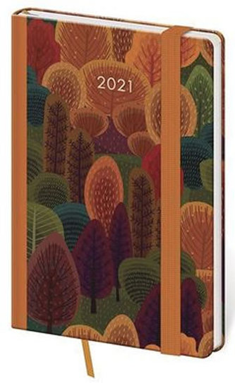 Diář 2021: Vario Trees, kapesní týdenní, 90x140, s gumičkou