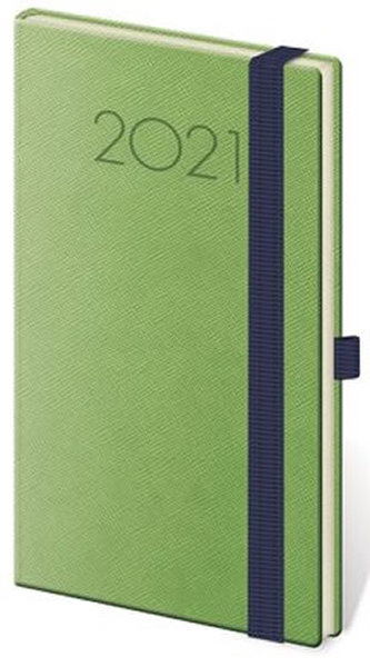 Diář 2021: New Praga zelená, kapesní týdenní, 80x150