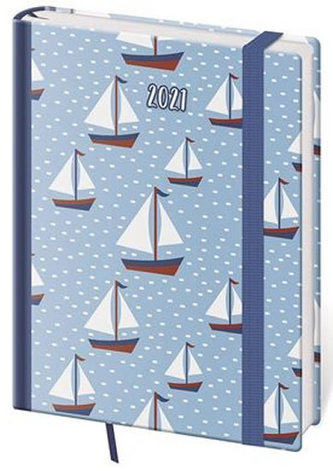 Diář 2021: Vario Marine, B6 týdenní, 120x165, s gumičkou