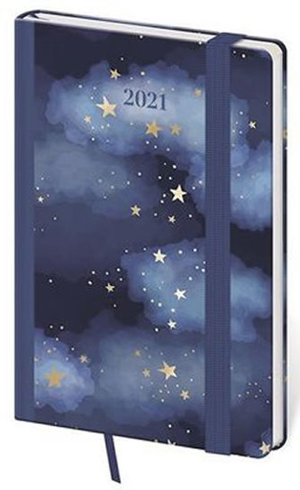 Diář 2021: Vario Night, kapesní týdenní, 90x140, s gumičkou