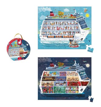 Puzzle pro děti Námořní plavba 2v1 Janod 100 ks a 200 ks v kufříku od 6 let