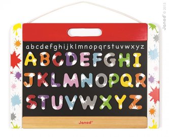 Dřevěná magnetická tabule Splash Janod s 28 písmeny oboustranná na zavěšení