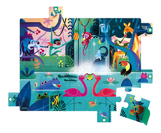 Dětské puzzle s překvapením Zvířátka Džungle Janod s otevíracími okénky 20 ks/ od 2 let