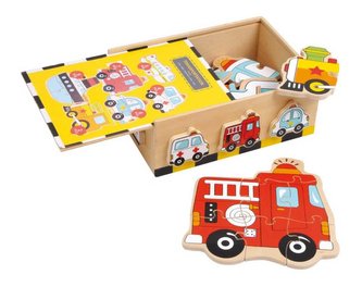 Small Foot Dřevěné hračky puzzle Box vozidla