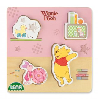 Lena Dřevěné puzzle medvídek Pů s prasátkem