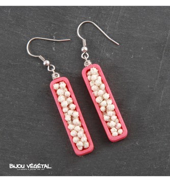 Živé šperky - Náušnice Jardiniere růžové s trvalými bílými květy